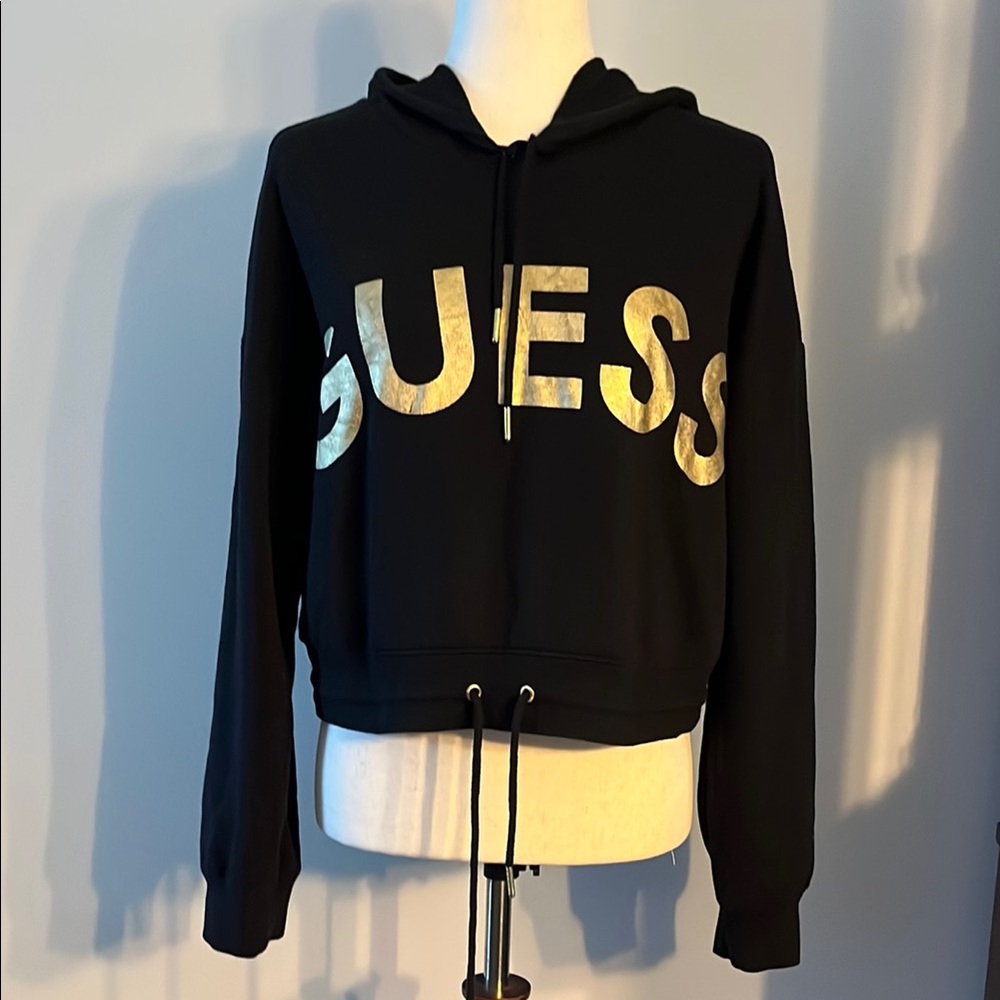 Guess Black Hoodie with Metallic Gold Lettering - Picture 1 of 9